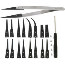 9 in 1 Replaceable Anti-Static Tweezers with Cross Screwdriver