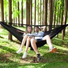 Portable Outdoor Parachute Hammock with Mosquito Nets (Black)