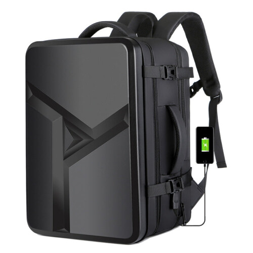 Large-capacity Waterproof Expandable Hard Shell Backpack with USB Charging Hole(161 Black) 1