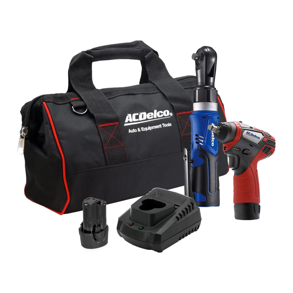 ACDelco ARW1209-K14 G12 12V 3/8” Ratchet Wrench & 3/8" Impact Wrench Combo Kit