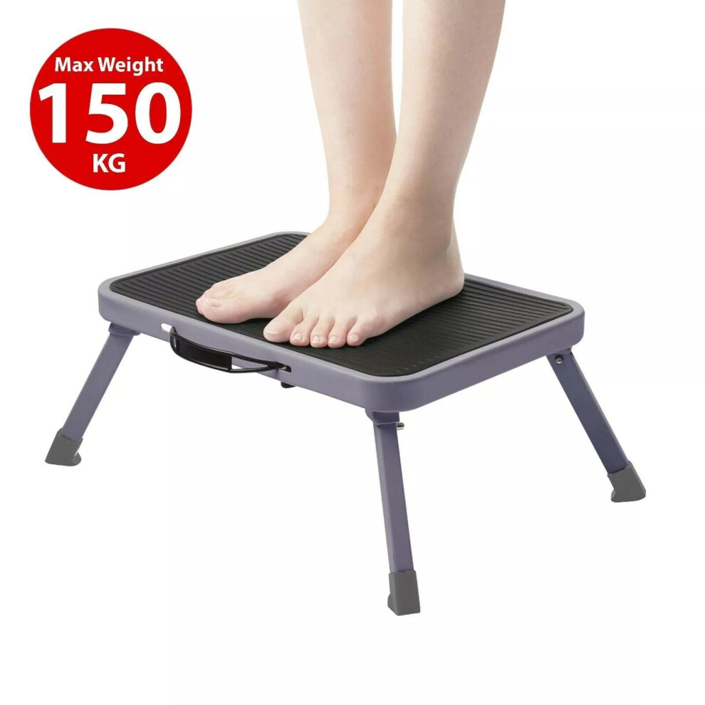 FOLDING LEG STEP STOOL STEEL NON SLIP METAL ONE STEP LADDER STOOL