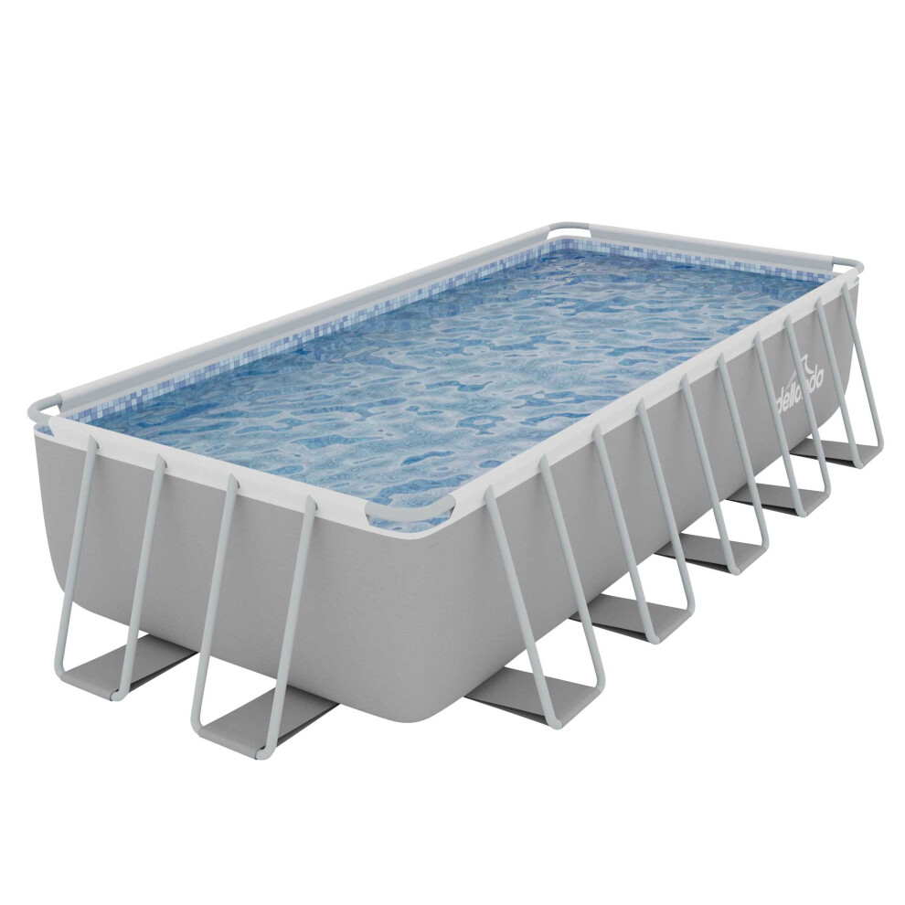 21ft Deluxe Steel Frame Swimming Pool, Rectangular with Step Ladder, Filter Pump  - DL150