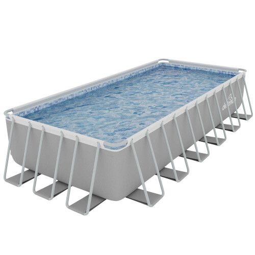 Dellonda Deluxe Steel Frame Rectangular Swimming Pool with Step Ladder & Filter Pump 25ft 1