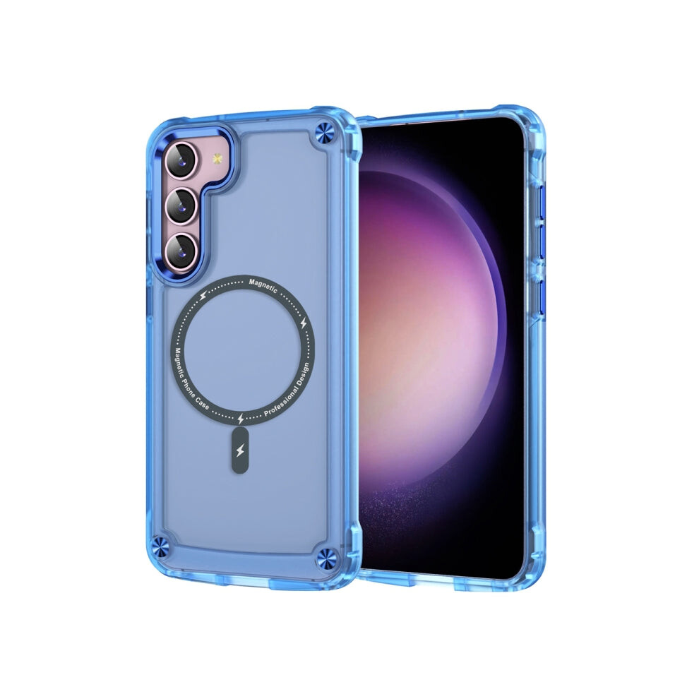 For Samsung Galaxy S23 5G Skin Feel Tpu Pc Magsafe Magnetic Phone Case(Transparent ) Blue 740390297573