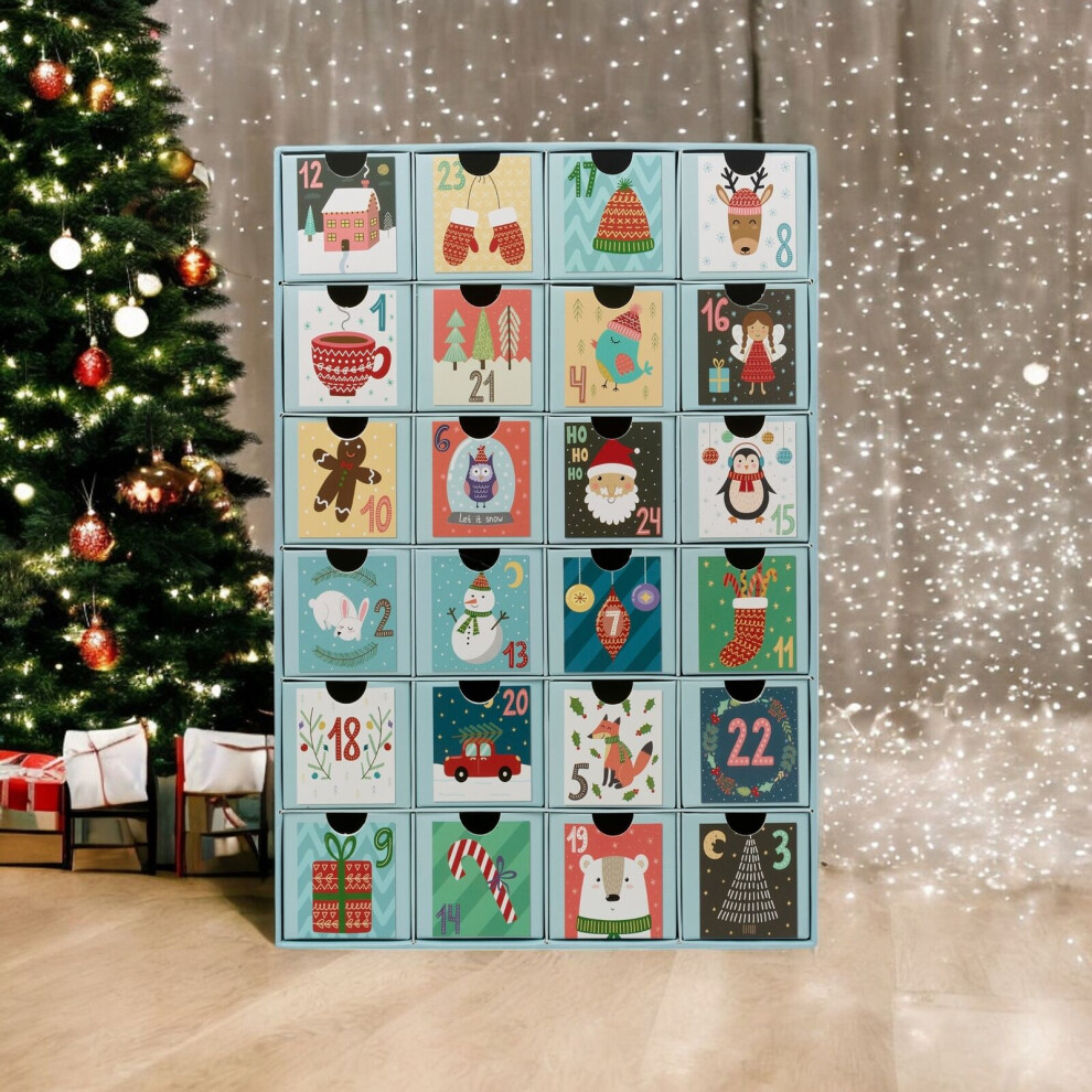 3D Christmas Advent Calendar Pull Out Cardboard Countdown Date Numbered Boxes