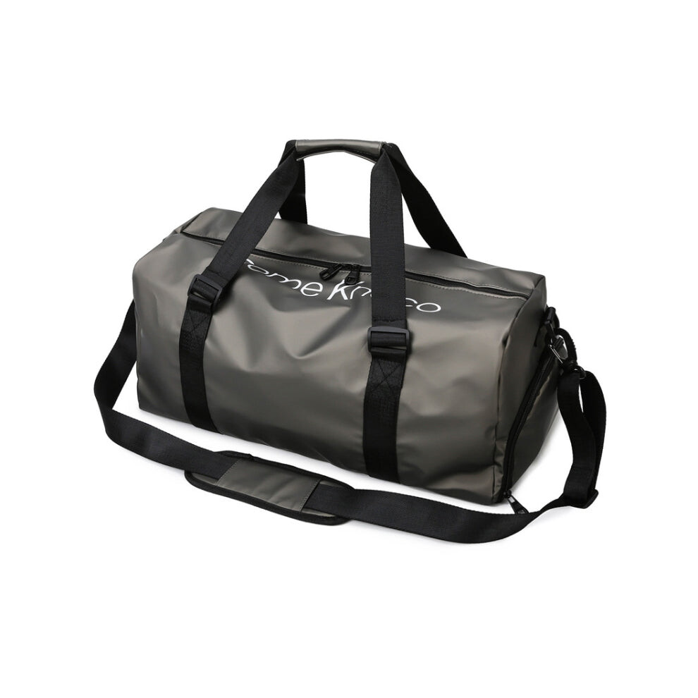 B-316 Large Capacity Glossy Waterproof Fitness Bag Luggage Bag(Grey)-image-OPC-PFJBZ9Y-NEW