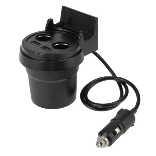 5V 1A+2.4A Two USB Ports & Two Car Cigarette Lighter Socket Car Charger with Holder Function 2
