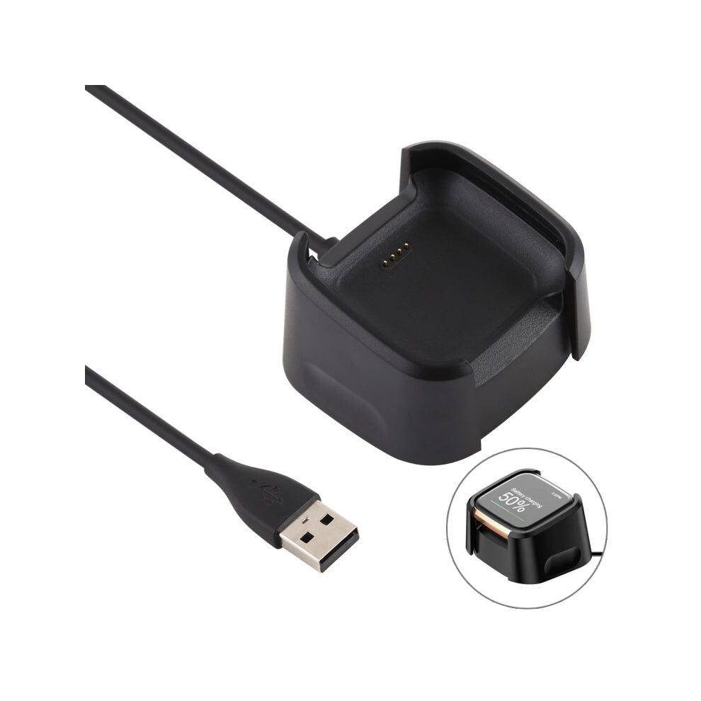 For Fitbit Versa 2 Charger Charging Dock Base Stand Holder with 1m Charging Cable(Black)