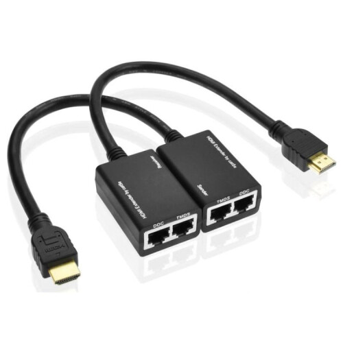 HDMI Extender by Cat5e / 6 LAN Cable 30M / 1080P(Black) 1