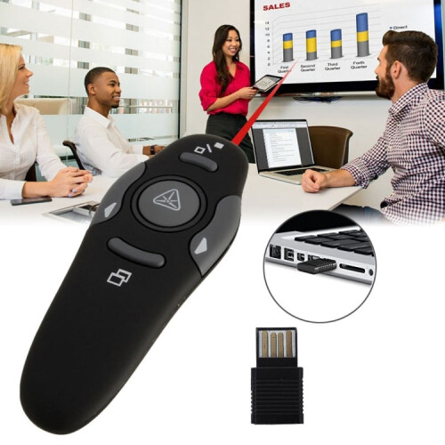 Multimedia Presenter with Laser Pointer & USB Receiver for Projector / PC / Laptop, Control Distance: 15m(Black) 2