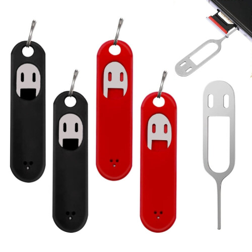Eject Sim Card Tray Open Pins Needle Keychain Tool With Silicone Case(Red) 2