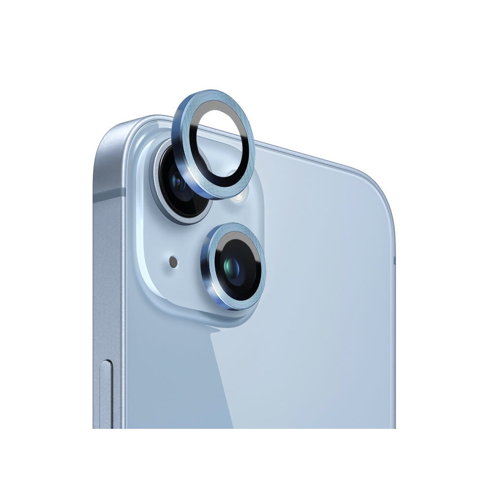 For Iphone 14 / 14 Plus Northjo Camera Lens Protector Tempered Glass Cd Vein Metal Ring Film(Sierra ) Blue 740390254897