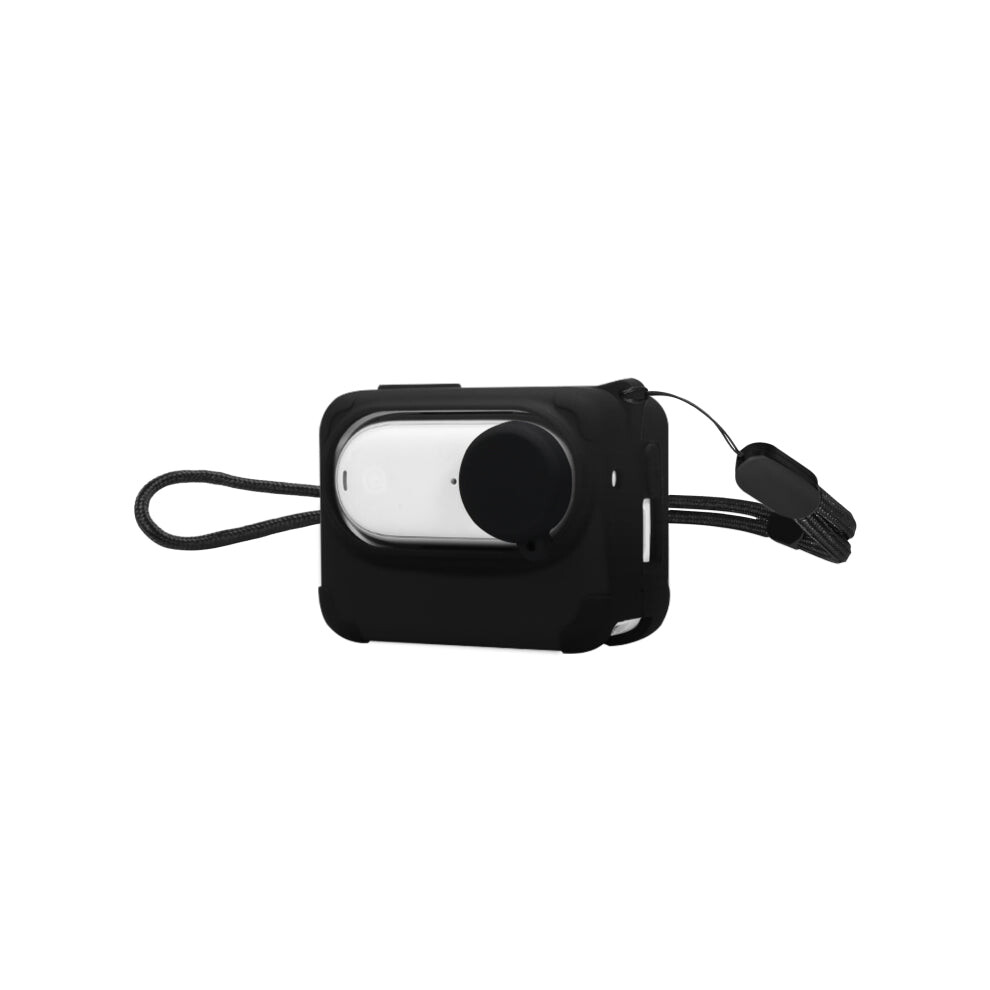 For Insta360 Go 3 Puluz Camera Charging Case Silicone Case With Lens Cap & Strap (Black) Black 740441841175