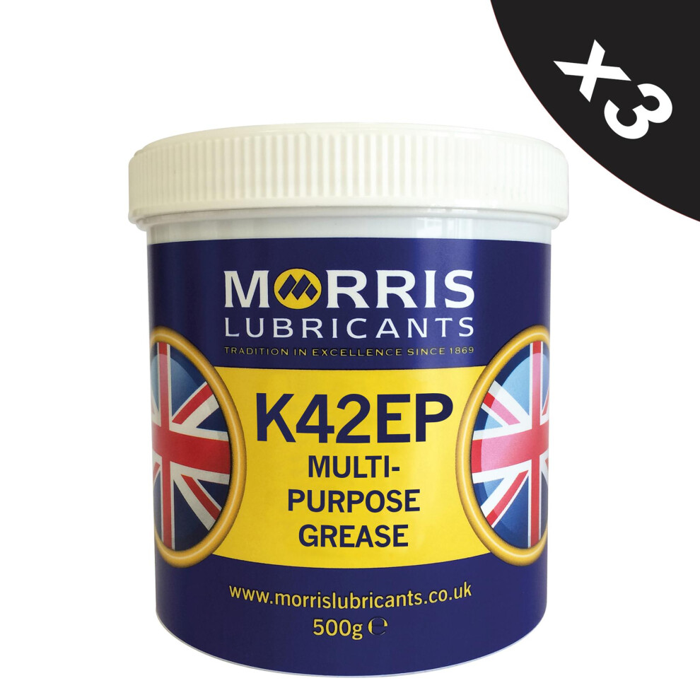 Morris K42ep General Multi Purpose Lithium Ep Grease Bearings & Chassis 3X500g 5056820510163