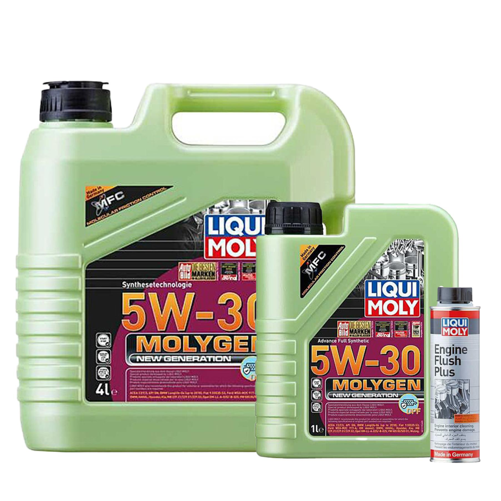 LIQUI MOLY - MOLYGEN NEW GENERATION 5W-30 DPF - 5L + ENGINE FLUSH PLUS - 300ml