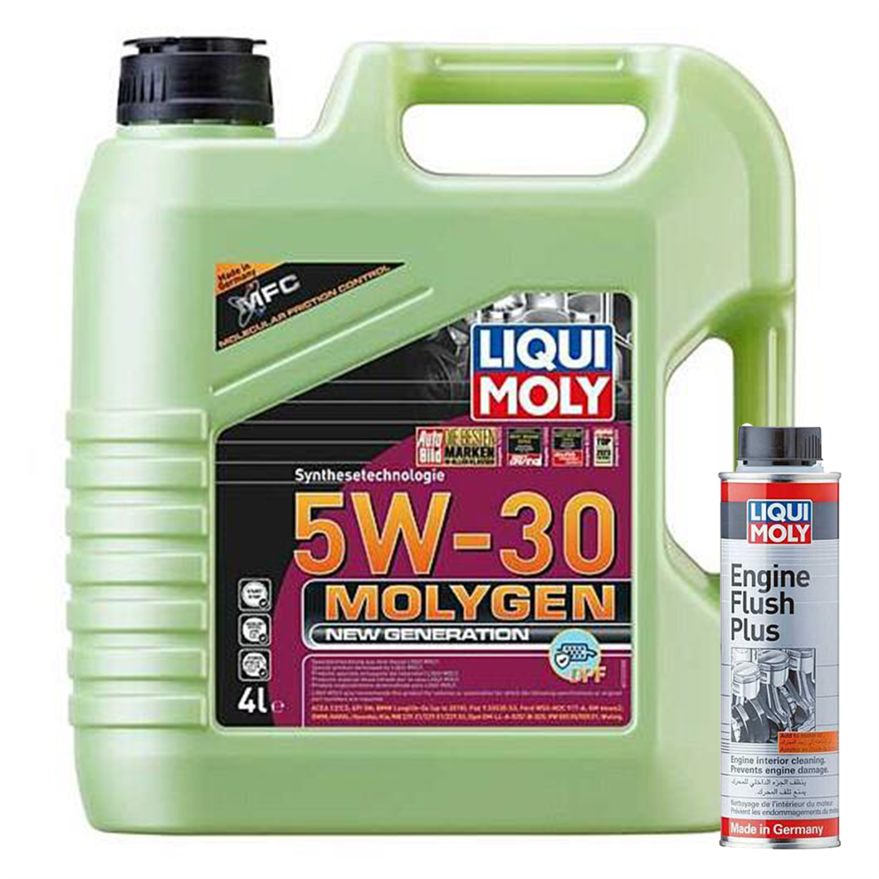 LIQUI MOLY - MOLYGEN NEW GENERATION 5W-30 DPF - 4L  + ENGINE FLUSH PLUS - 300ml