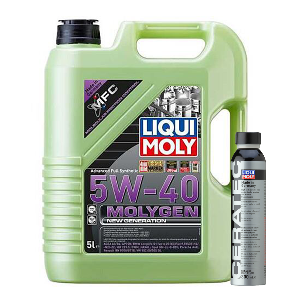 Liqui Moly MOLYGEN 5W-40 ACEA A3/B4 VW BMW AUDI PORSCHE 5L + CERA TEC - 300ml