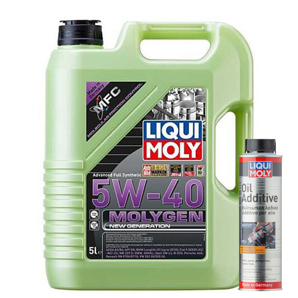 Liqui Moly MOLYGEN 5W-40 ACEA A3/B4 VW BMW AUDI PORSCHE 5L + Oil Additive 300ml