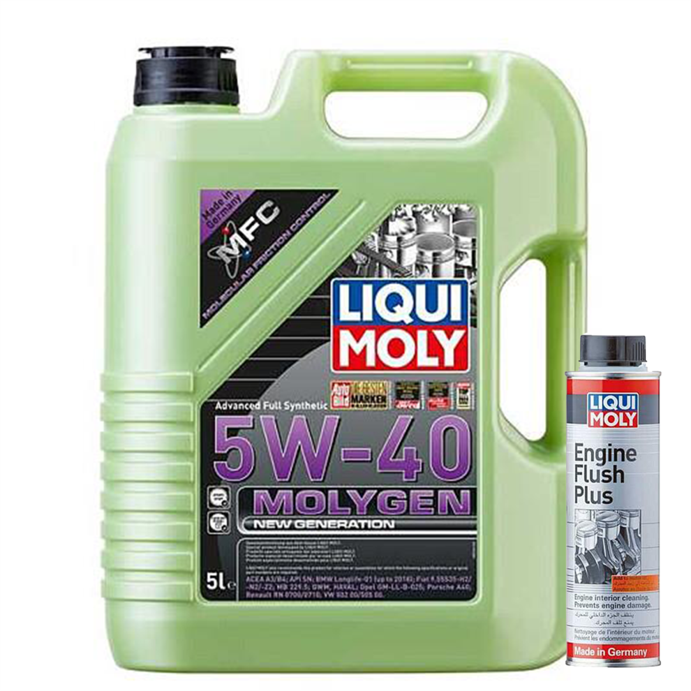 Liqui Moly MOLYGEN 5W40 ACEA A3/B4 VW BMW AUDI PORSCHE 6L+ENGINE FLUSH 300ml