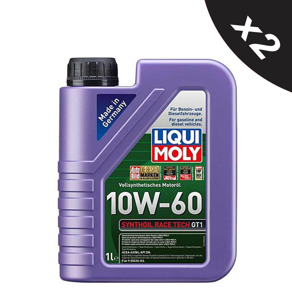 Liqui Moly 10W-60 Fully Synthetic Engine Oil Synthoil Race Tech Gt1 2x1L