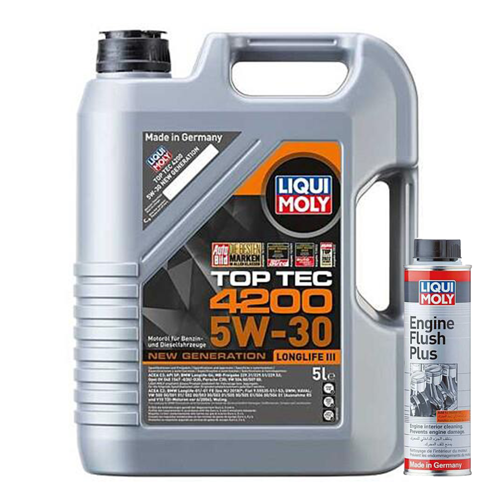 5L 5W30 Liqui Moly Top Tec 4200 BMW LL PORSCHE 8973  + ENGINE FLUSH PLUS 300ml