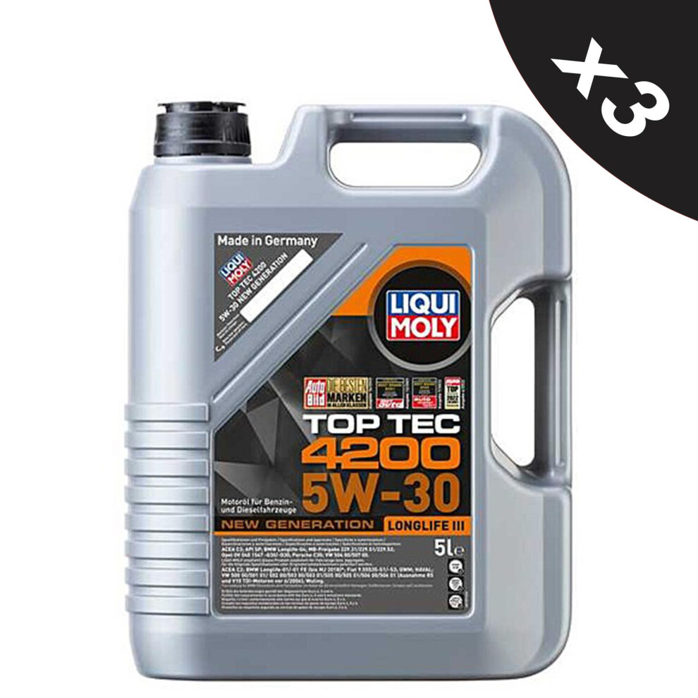 Liqui Moly 5W30 Fully Synthetic Engine Oil Top Tec 504 / 507 Longlife 3 3x5L