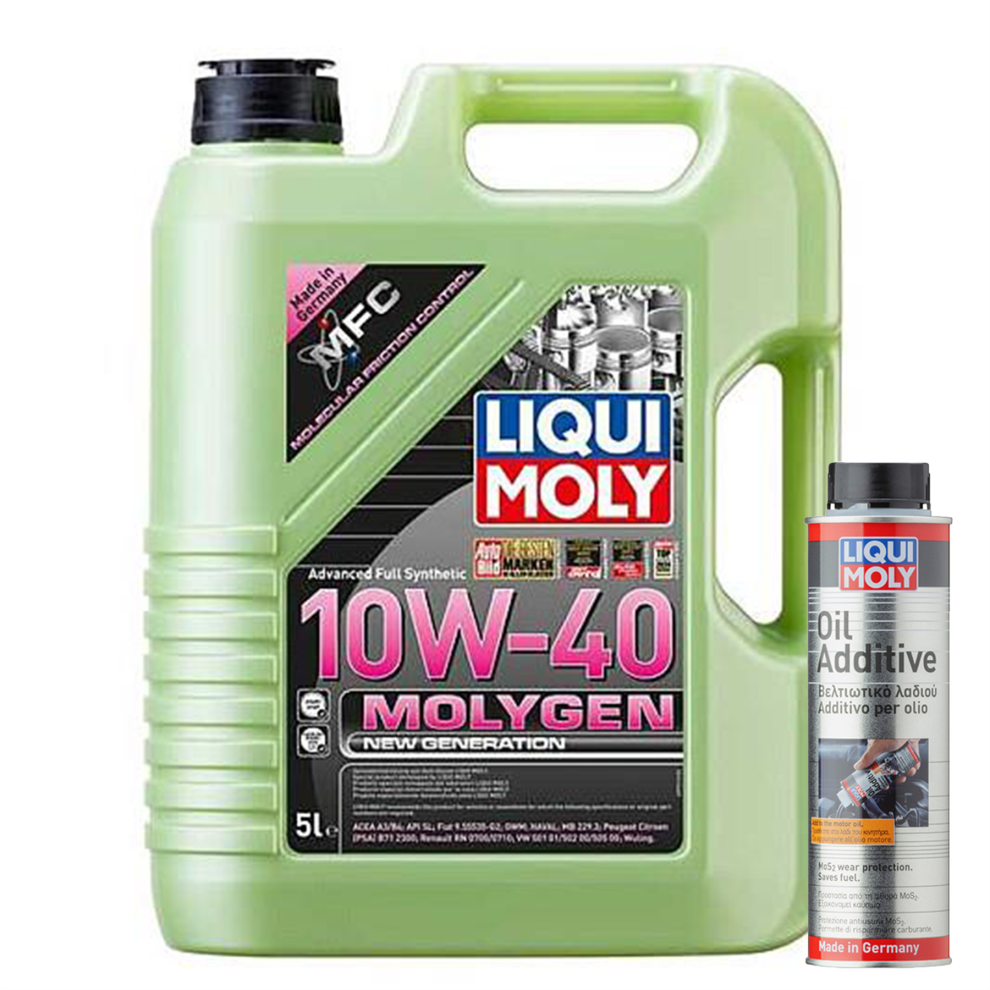 LIQUI MOLY - MOLYGEN NEW GENERATION 10W-40 - 5L  + Oil Additive 300ml