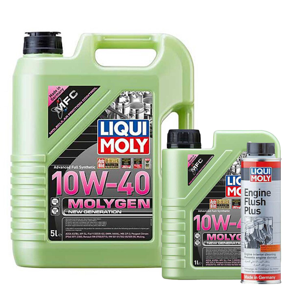 LIQUI MOLY - MOLYGEN NEW GENERATION 10W-40 - 6L + ENGINE FLUSH PLUS - 300ml