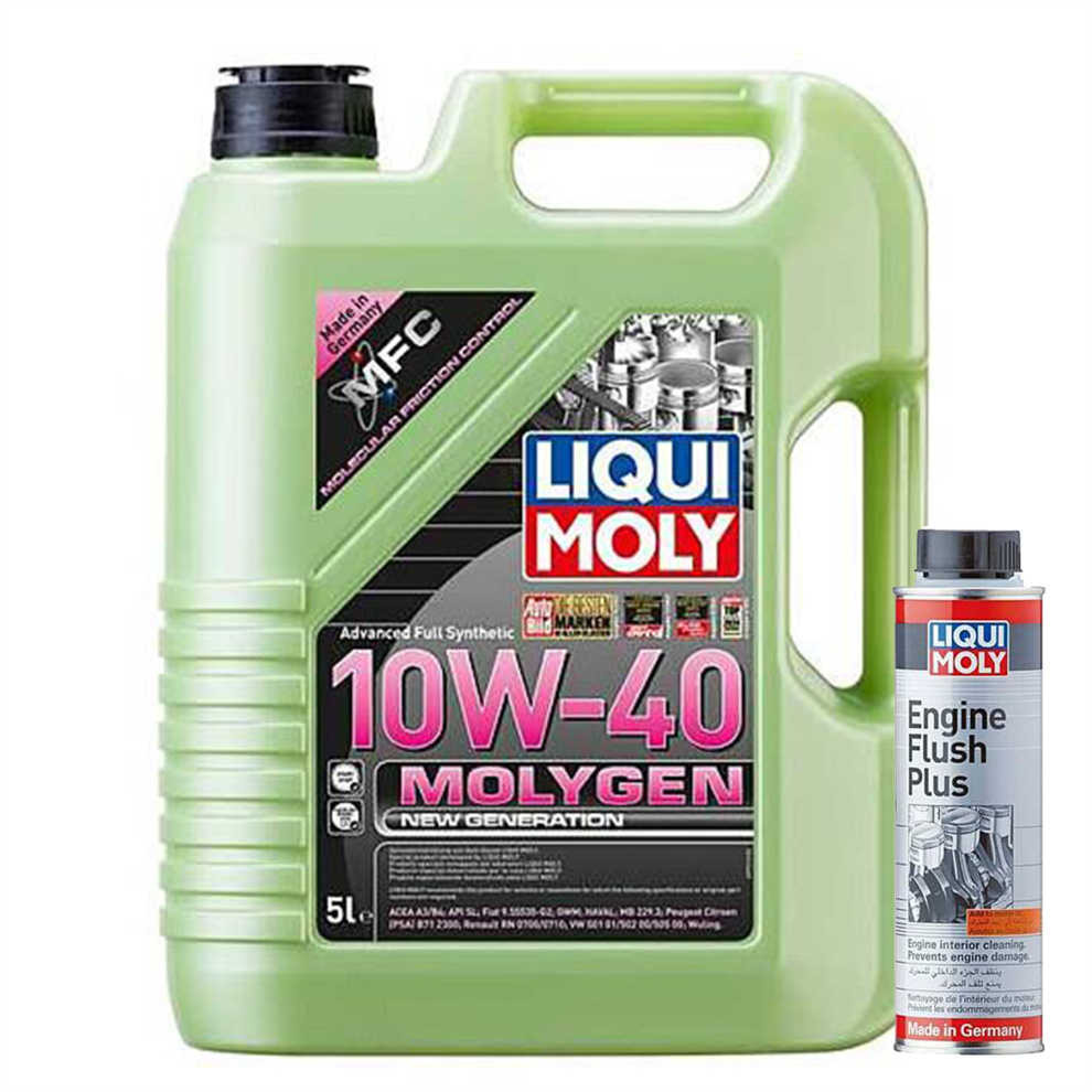 LIQUI MOLY - MOLYGEN NEW GENERATION 10W-40 - 5L  + ENGINE FLUSH PLUS - 300ml