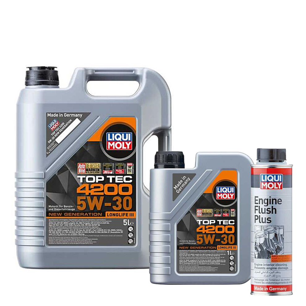 6L 5W30 Liqui Moly Top Tec 4200 BMW LL PORSCHE 8973  + ENGINE FLUSH PLUS - 300ml