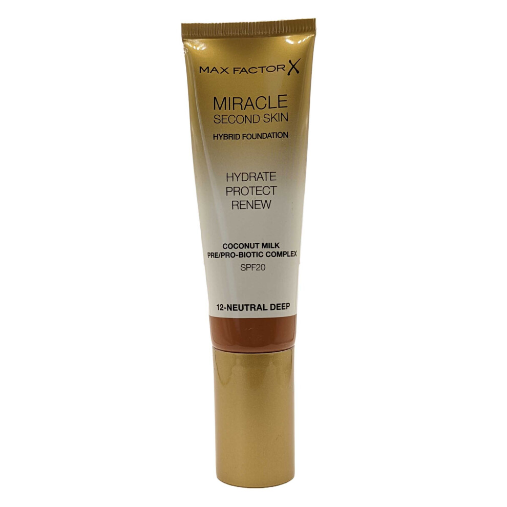 Max Factor Miracle Second Skin Hydrating Foundation, Neutral Deep - 30 ml