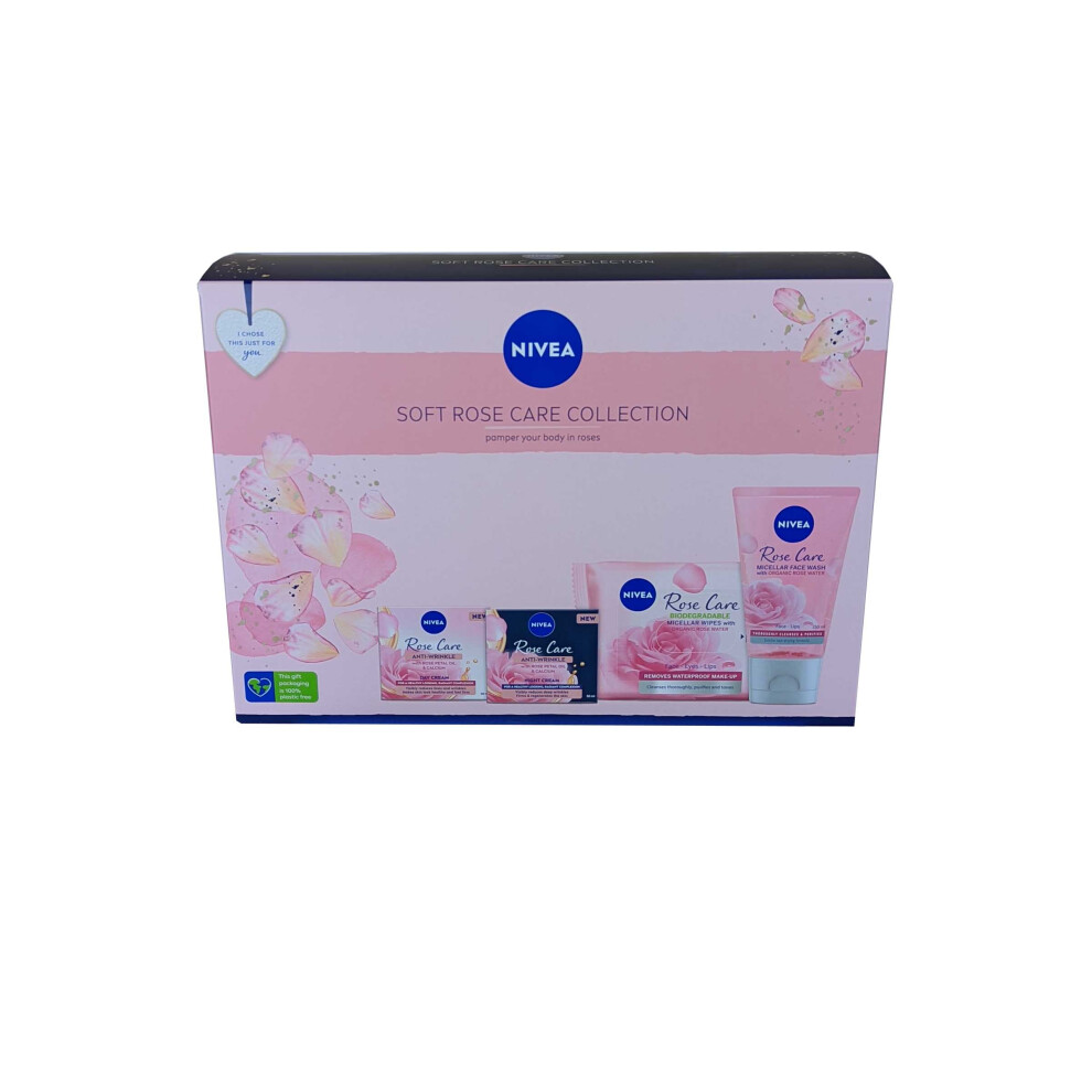 Nivea Soft Rose Care Body Pamper Skincare Set Day Cream, Night Cream, MU Remove, Wash