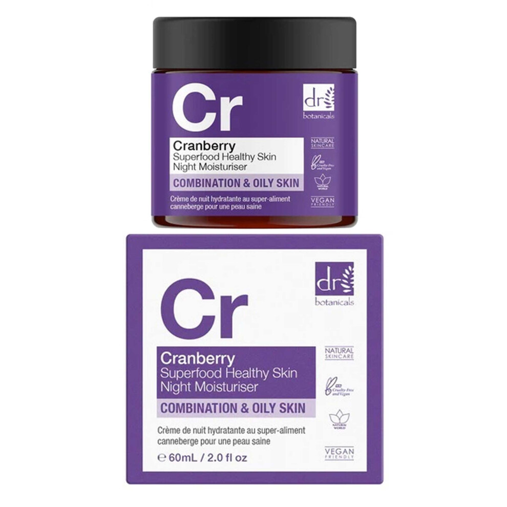 Dr Botanicals Night Moisturiser Healthy Skin 60Ml Combination & Oily Cranberry Infuse