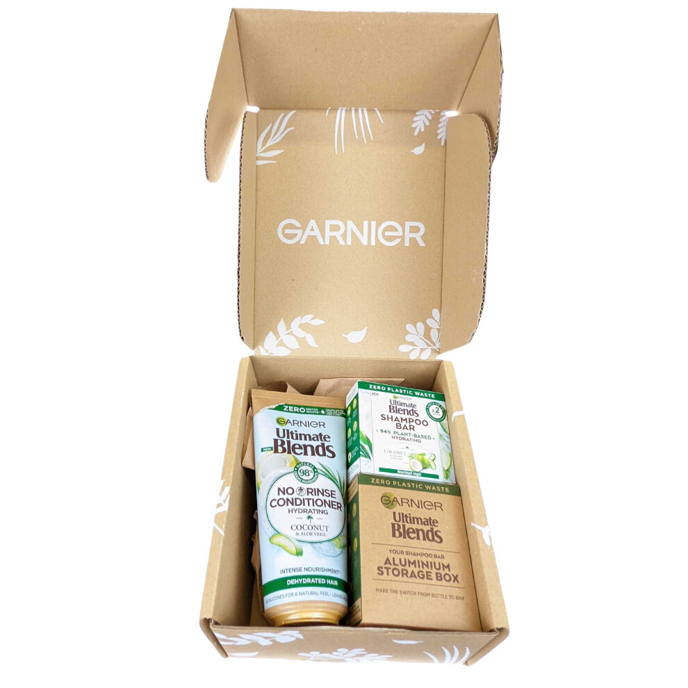Garnier Ultimate Blends Pack - No Rinse Conditoner 200ml Shampoo Bar 60g Coconut Norm/Dehy