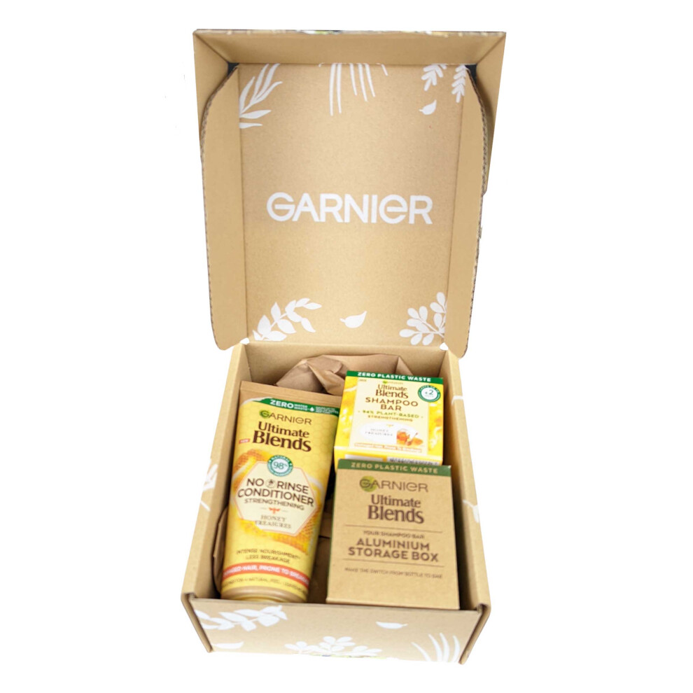 Garnier Ultimate Blends Honey Treasure Pack - Shampoo Bar 60g No Rinse Conditioner 200ml,