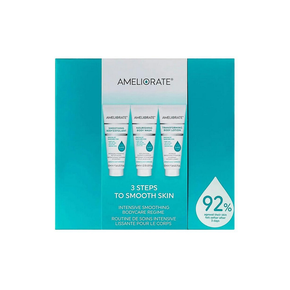 Ameliorate Smooth Skin Sicence 3 Steps To Smooth Skin Body Pack Exfoliant, Body Wash, Body