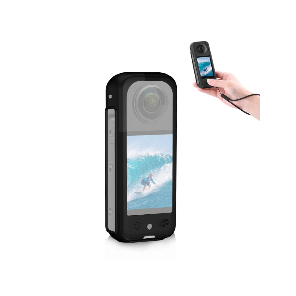 For Insta360 X3 Puluz Silicone Case Protective Cover With Hand Strap (Black) Black 740390254286