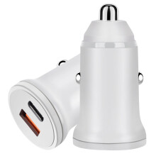 PD 20W USB-C / Type-C  QC 3.0 USB Interface Fast Charging Car Charger (White)