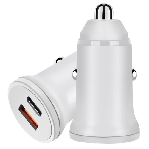PD 20W USB-C / Type-C  QC 3.0 USB Interface Fast Charging Car Charger (White) 1