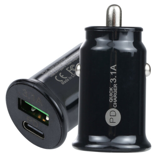 TE-339PD 3.1A PD USB-C / Type-C  USB Interface Mini Fast Charging Car Charger(Black) 1