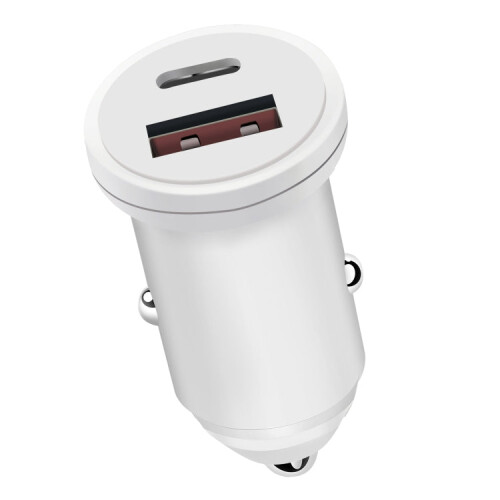 PD 20W USB-C / Type-C  QC 3.0 USB Interface Fast Charging Car Charger (White) 2