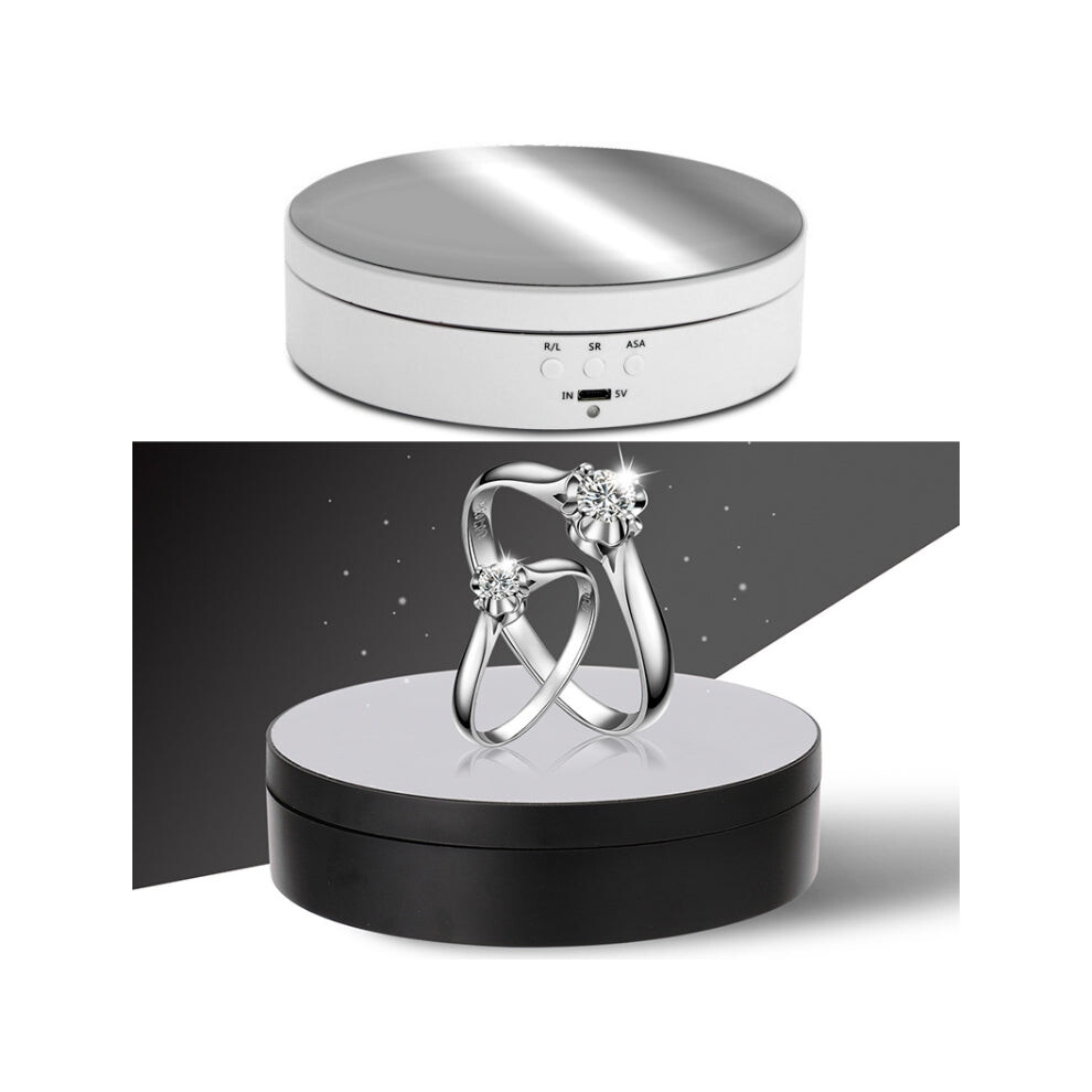 13.8Cm Mirror Style Usb Charging Smart 360 Degree Rotating Turntable Display Stand Video Shooting Props Turntable For Photography, Load 3Kg(White) White 740390262663