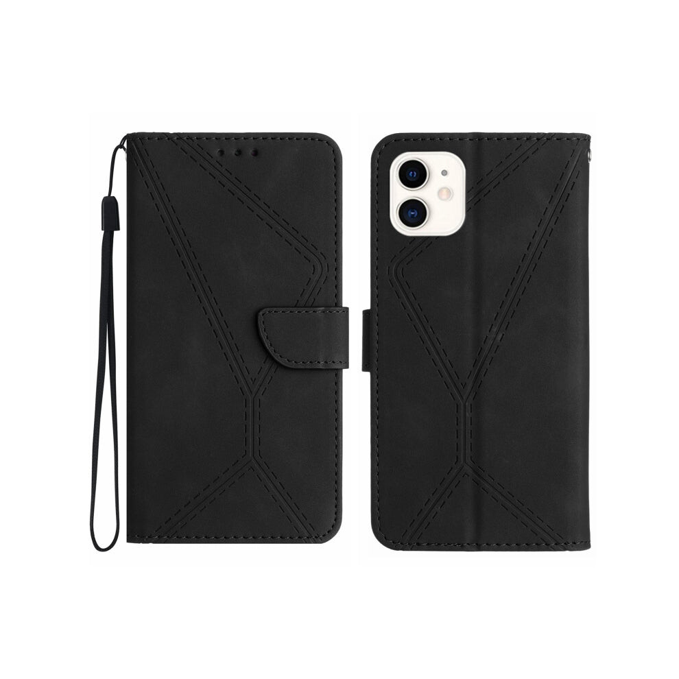 Daily Deal Offers Black For Iphone Stitching Embossed Leather Phone Case(Black) Size 11