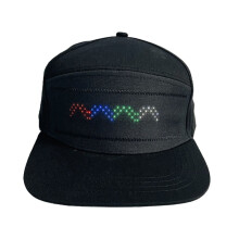 LED Luminous Advertising Hat DIY Words Pixel Lighting Rechargeable Bluetooth APP Control Scrolling Message Flexible Cap(Mixed Color Letter Black)