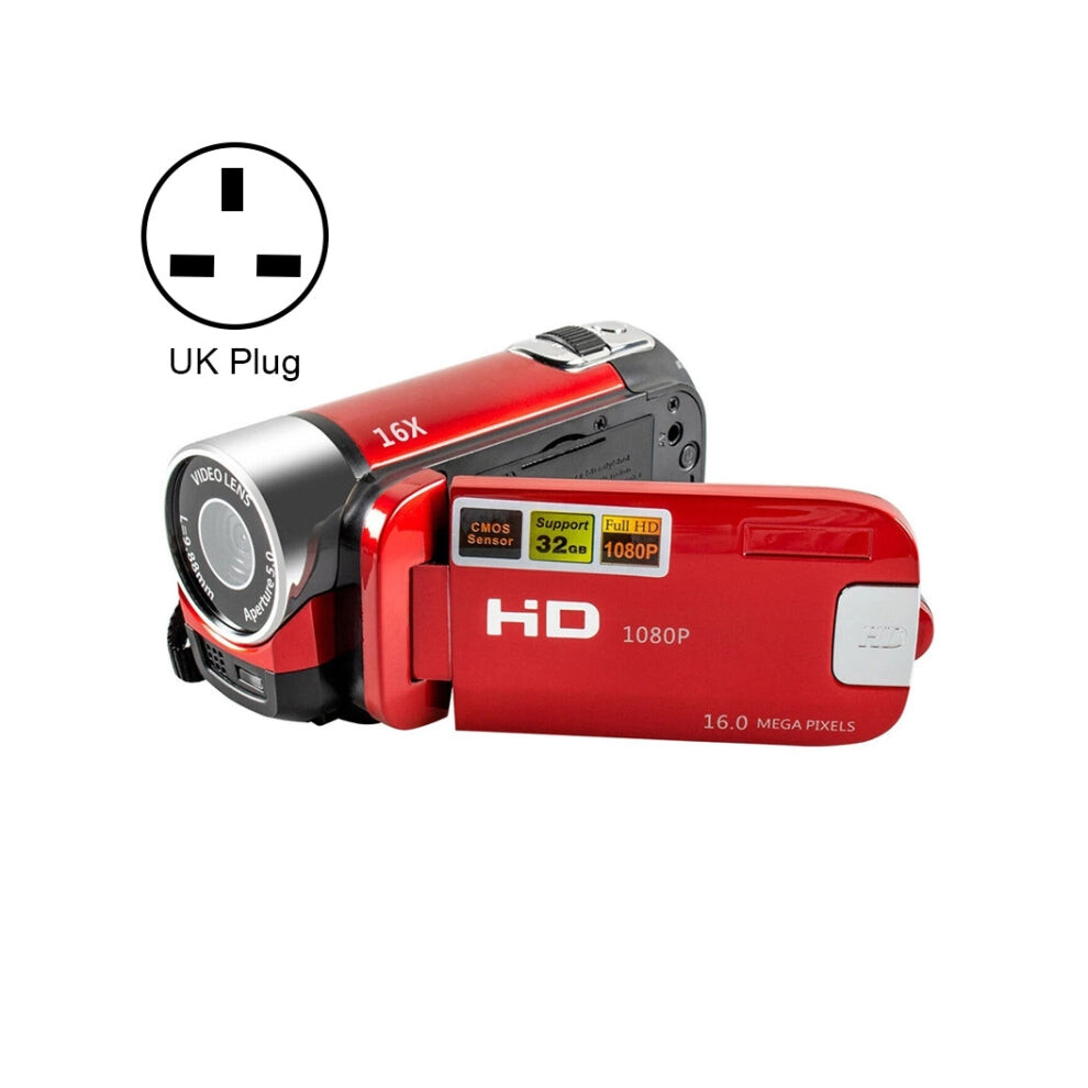 16X Digital Zoom HD 16 Million Pixel Home Travel DV Camera, UK Plug (Red)-image-OPC-PFJC5XB-NEW