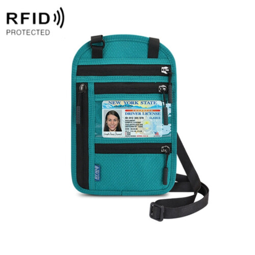 RFID Multi-Function Halter Passport Bag Certificate Protection Cover(Lake Blue) 1