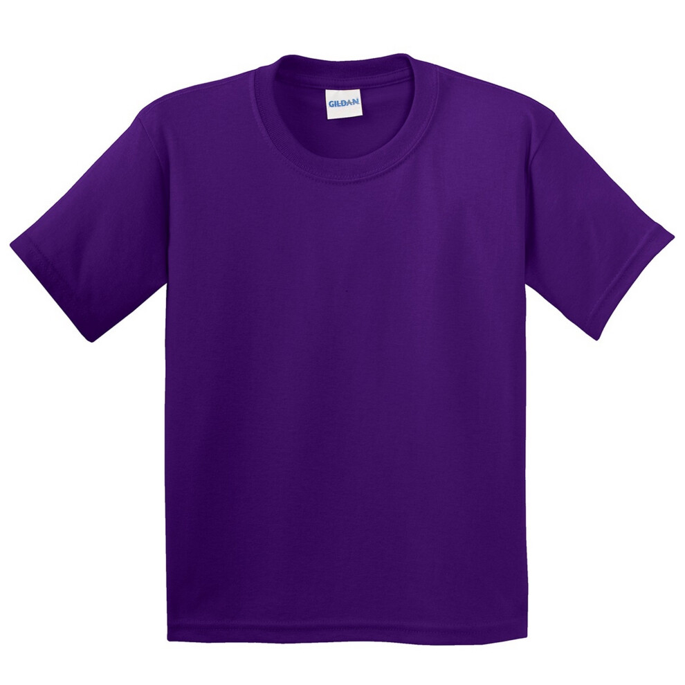 (S, Purple) Gildan Childrens Unisex Soft Style T-Shirt