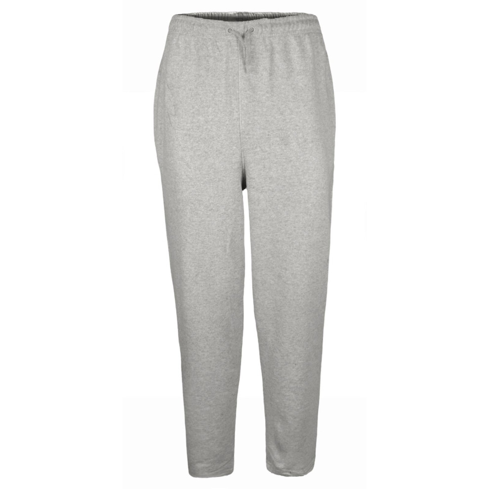 (Grey, S) Mens Fleece Jogging Bottoms Open Hem Gym Trousers