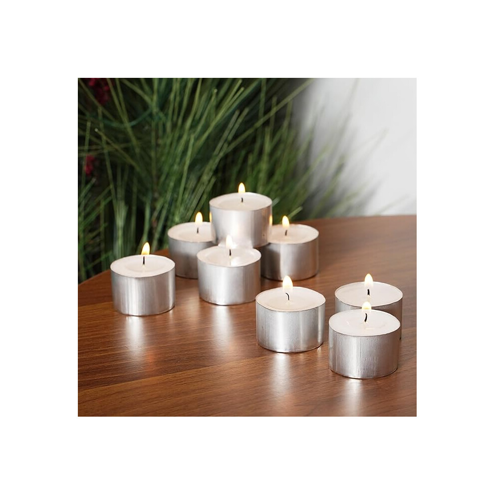 (200 Candles Pack) 8 Hours Tealights Long Burn Unscented Candles.