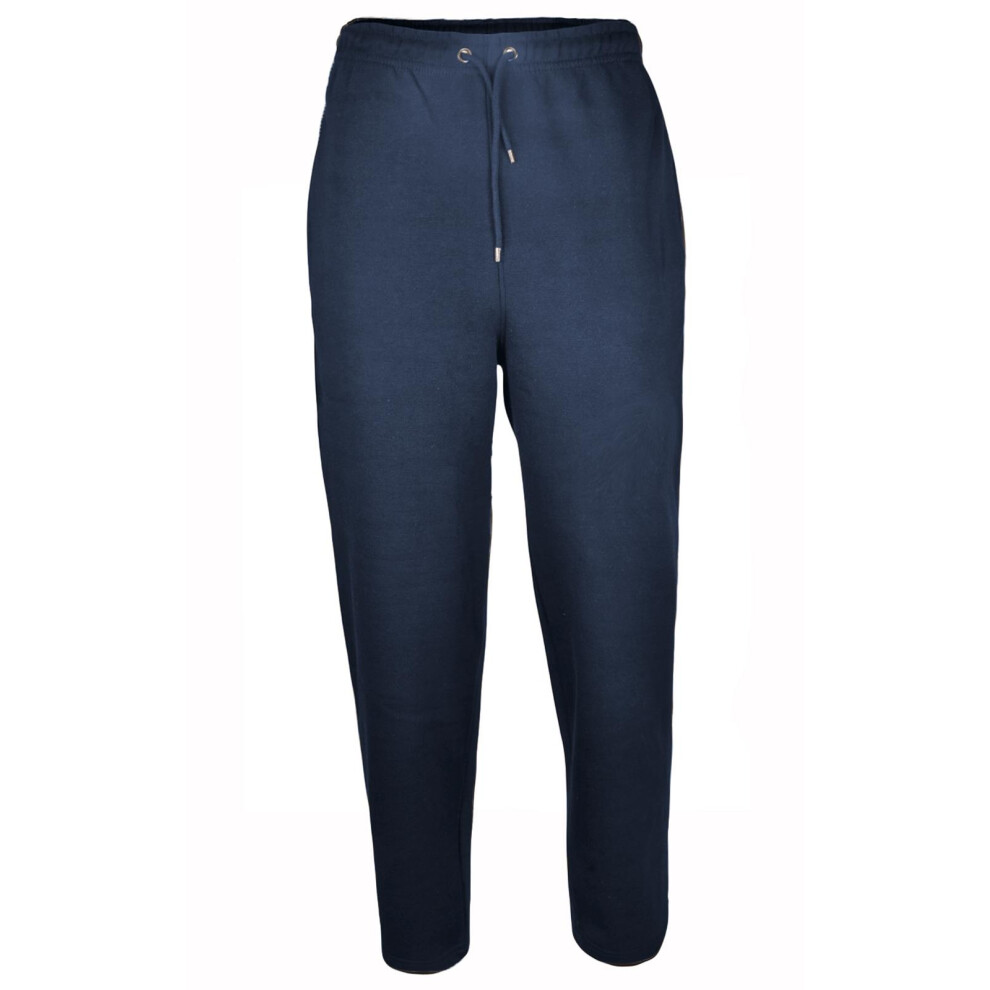 (Navy, S) Mens Fleece Jogging Bottoms Open Hem Gym Trousers